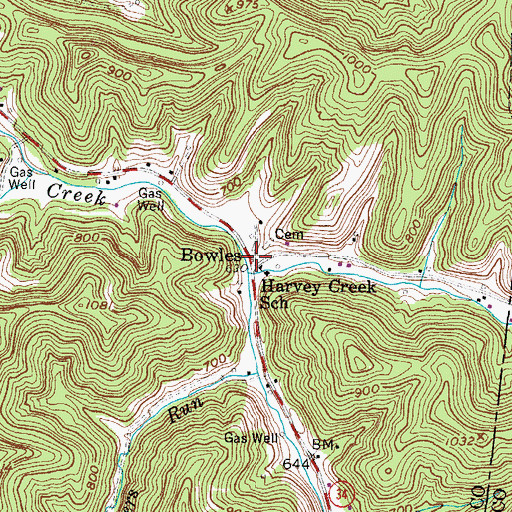 Topographic Map of Bowles, WV