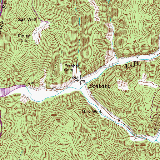 Topographic Map of Brabant, WV