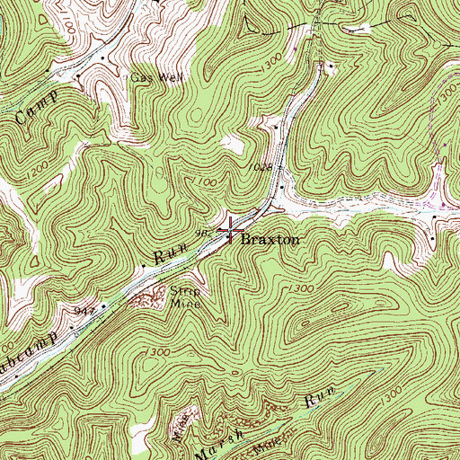 Topographic Map of Braxton, WV