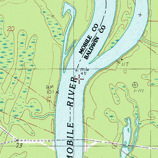 Topographic Map of Alabama River, AL