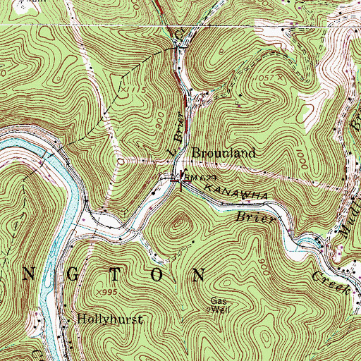 Topographic Map of Brounland, WV