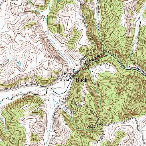 Topographic Map of Buck, WV