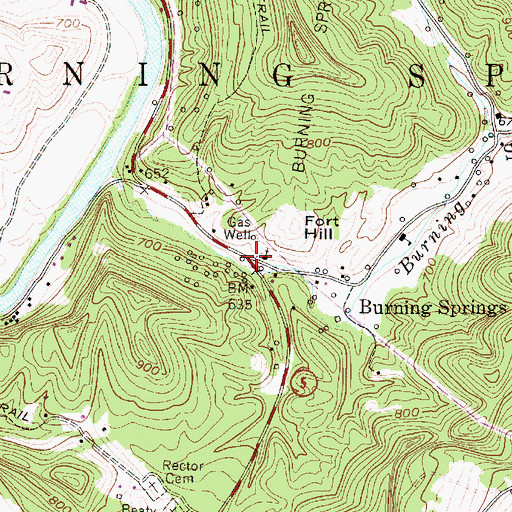 Topographic Map of Burning Springs, WV