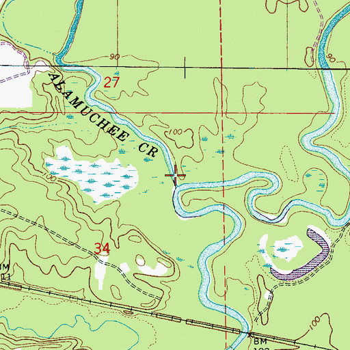 Topographic Map of Alamuchee Creek, AL