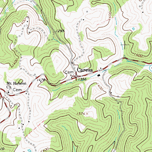 Topographic Map of Caress, WV