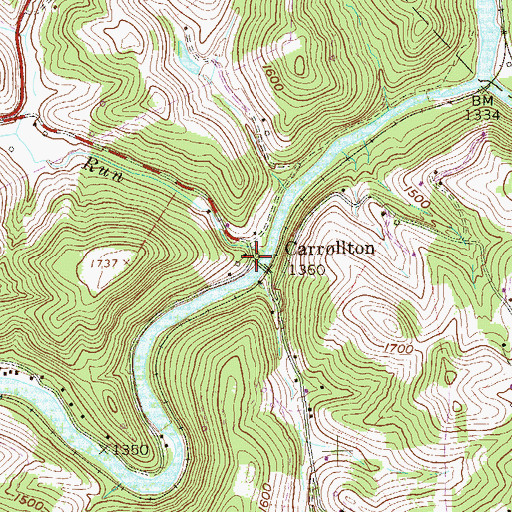Topographic Map of Carrollton, WV