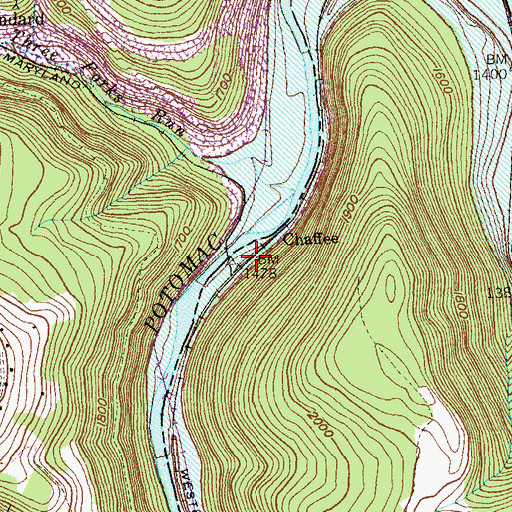 Topographic Map of Chaffee, WV