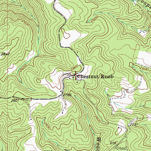 Topographic Map of Chestnut Knob, WV