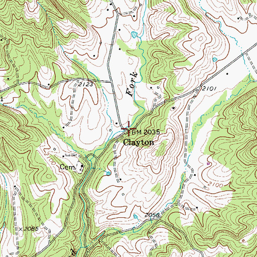 Topographic Map of Clayton, WV