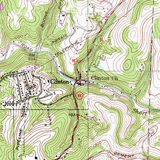 Topographic Map of Clinton, WV