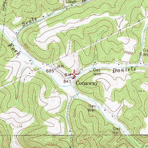 Topographic Map of Conaway, WV