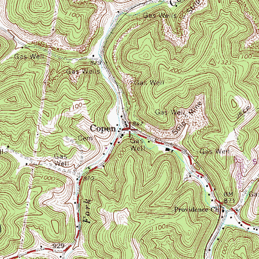 Topographic Map of Copen, WV