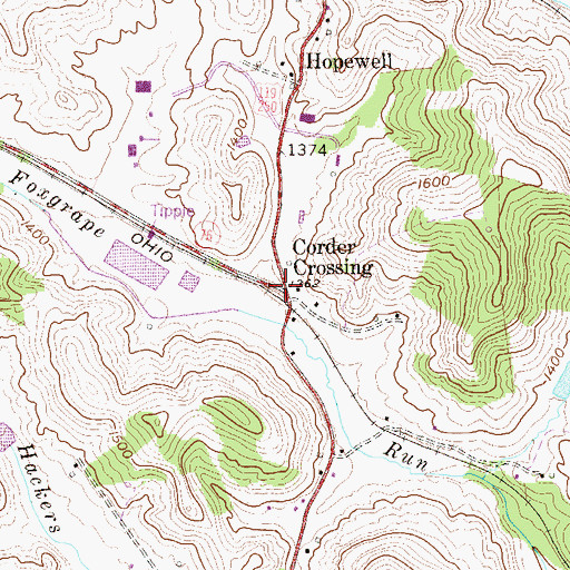 Topographic Map of Corder Crossing, WV