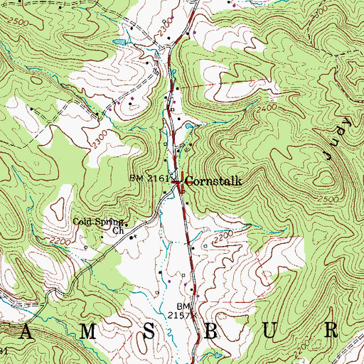 Topographic Map of Cornstalk, WV