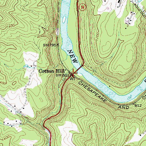 Topographic Map of Cotton Hill, WV