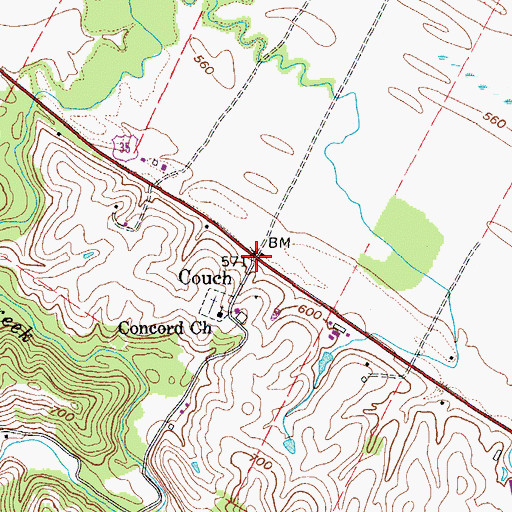 Topographic Map of Couch, WV