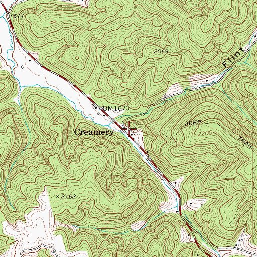 Topographic Map of Creamery, WV