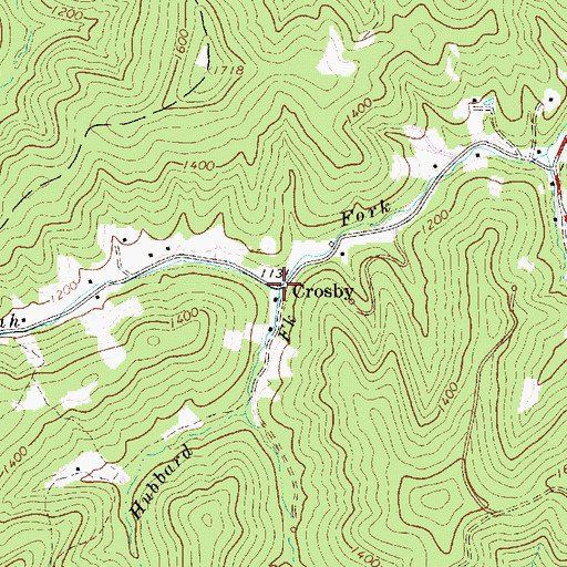 Topographic Map of Crosby, WV