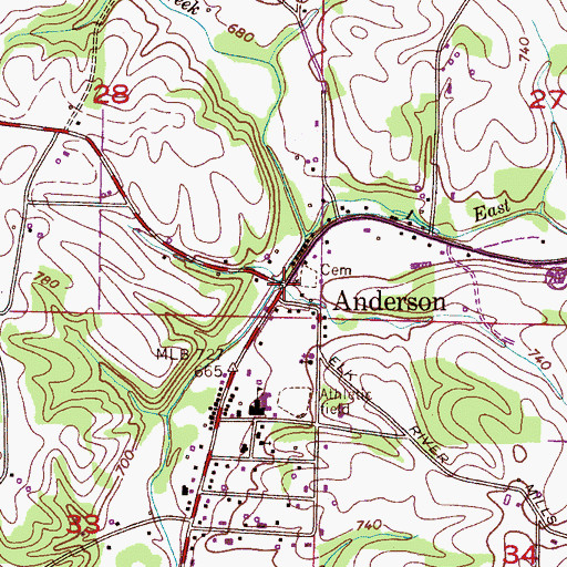 Topographic Map of Anderson, AL