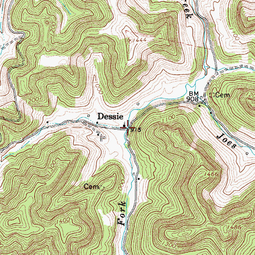 Topographic Map of Dessie, WV