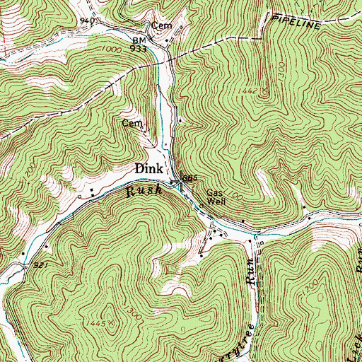 Topographic Map of Dink, WV