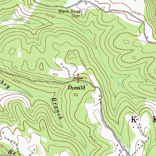 Topographic Map of Donald, WV