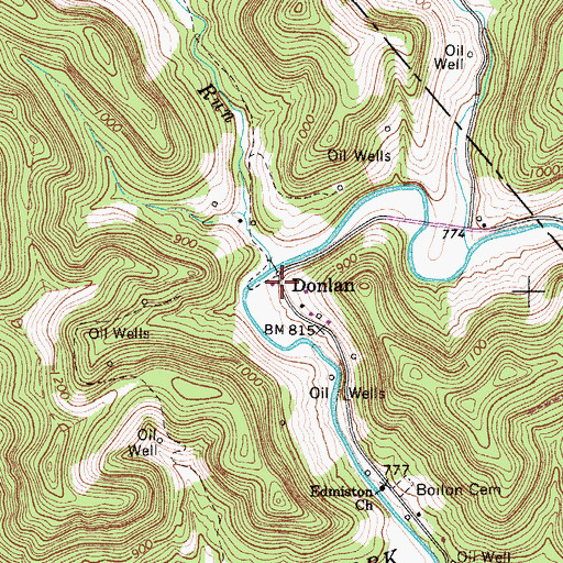 Topographic Map of Donlan, WV
