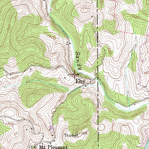 Topographic Map of Eby, WV