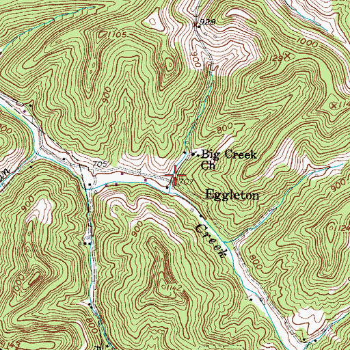 Topographic Map of Eggleton, WV