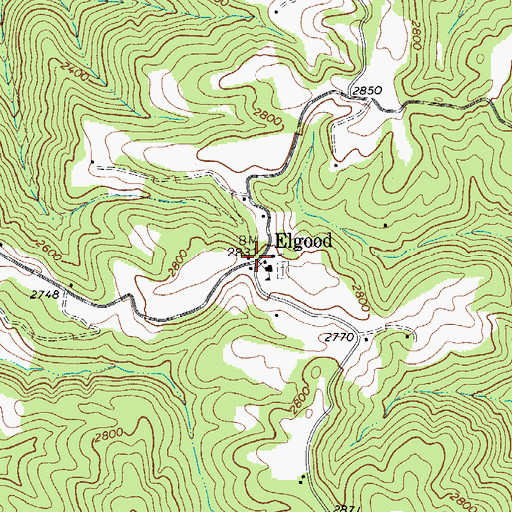 Topographic Map of Elgood, WV