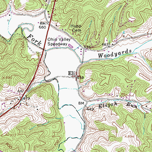 Topographic Map of Eli, WV