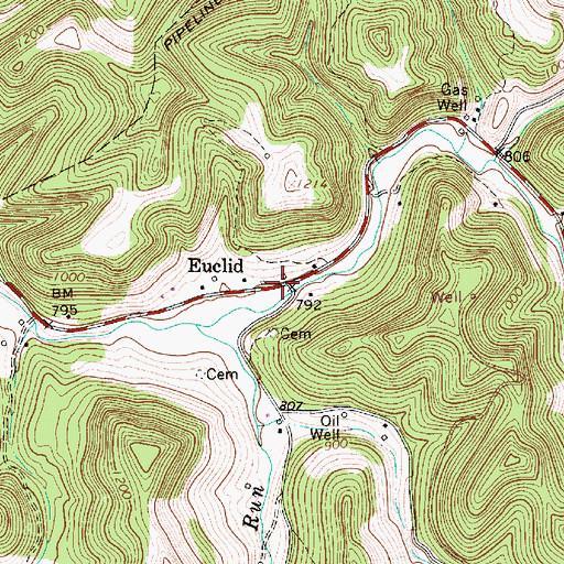 Topographic Map of Euclid, WV