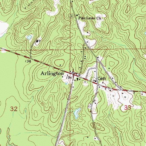 Topographic Map of Arlington, AL