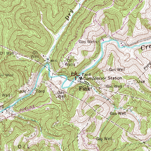 Topographic Map of Fink, WV