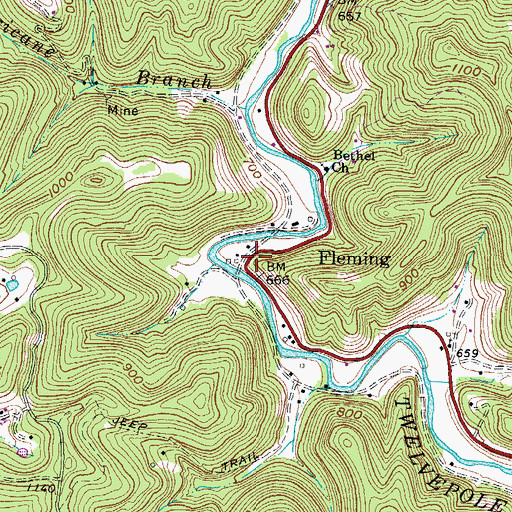 Topographic Map of Fleming, WV