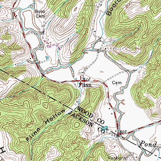 Topographic Map of Flinn, WV