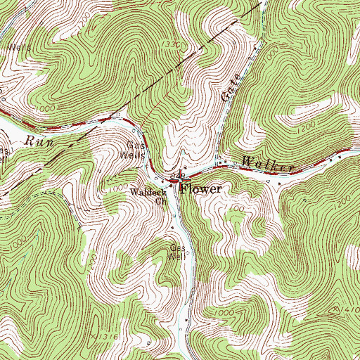 Topographic Map of Flower, WV