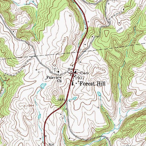 Topographic Map of Forest Hill, WV