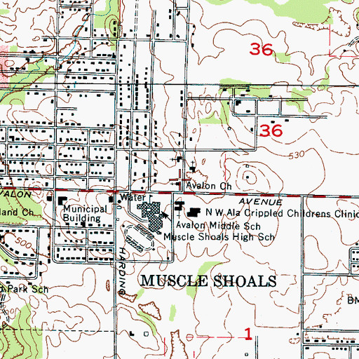 Topographic Map of Avalon Missionary Baptist Church, AL