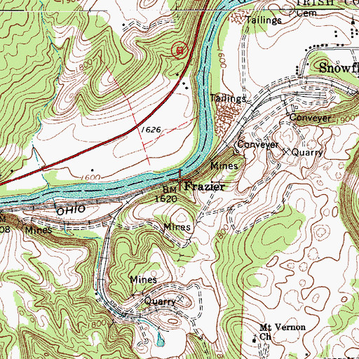 Topographic Map of Frazier, WV