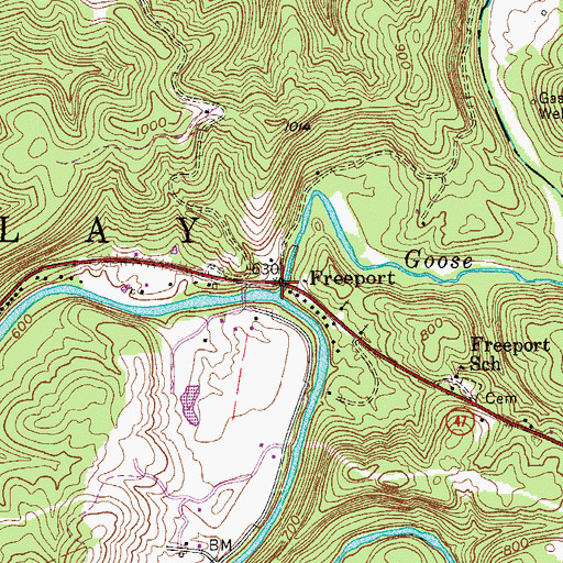 Topographic Map of Freeport, WV