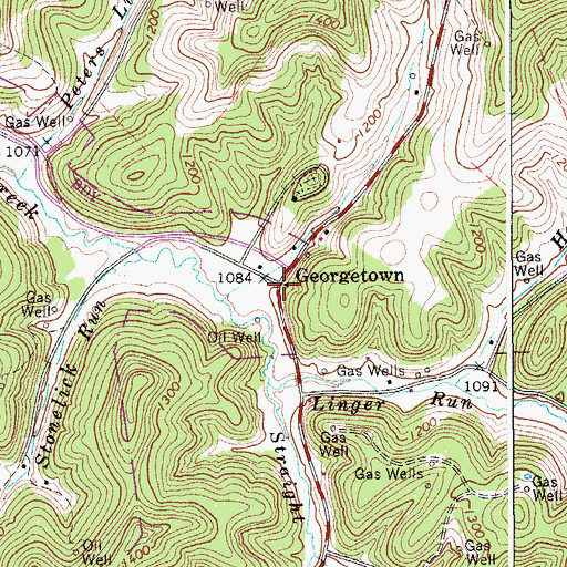 Topographic Map of Georgetown, WV
