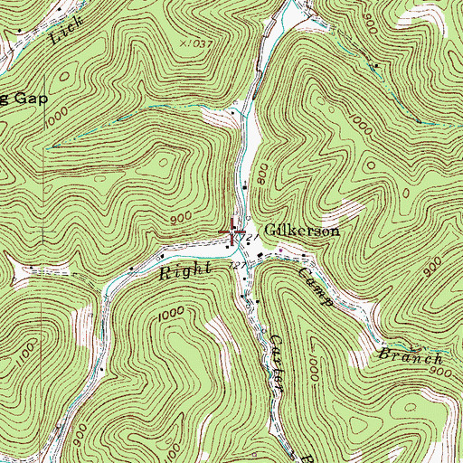 Topographic Map of Gilkerson, WV