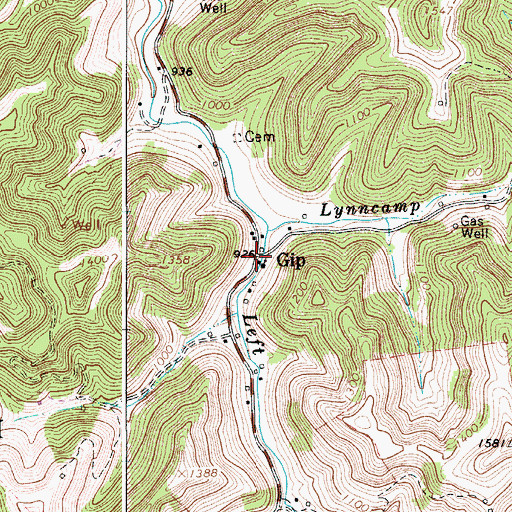 Topographic Map of Gip, WV