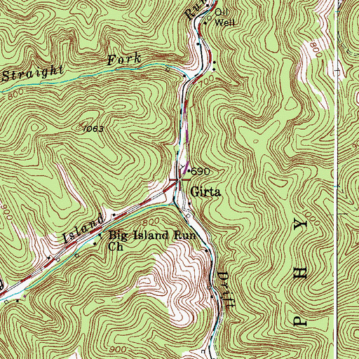 Topographic Map of Girta, WV