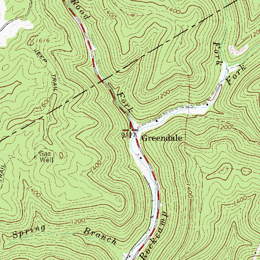 Topographic Map of Greendale, WV