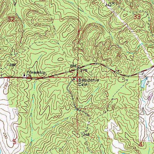 Topographic Map of Basidonia Cemetery, AL