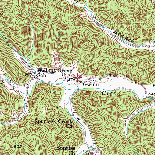 Topographic Map of Gwinn, WV