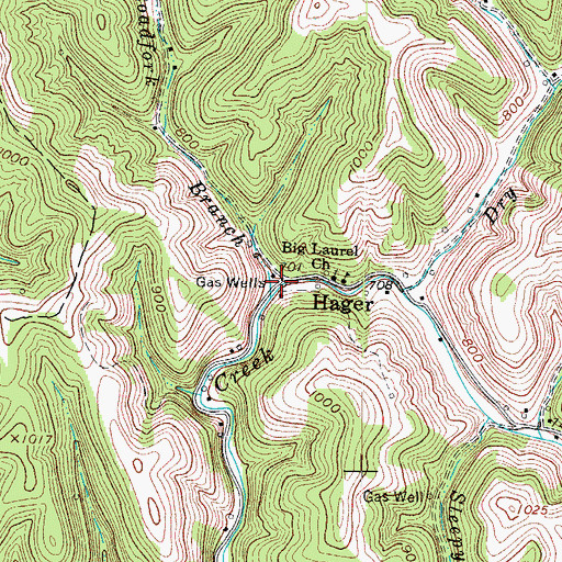 Topographic Map of Hager, WV