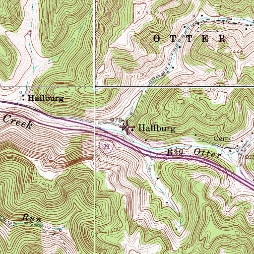Topographic Map of Hallburg, WV